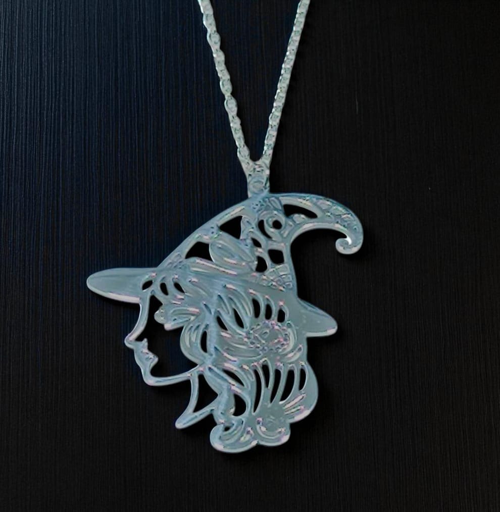Collar  Bruja En Acero Inoxidable Cadena 45 Cms Elige color TODOMINERAL