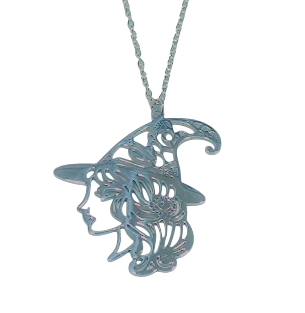 Collar  Bruja En Acero Inoxidable Cadena 45 Cms Elige color TODOMINERAL