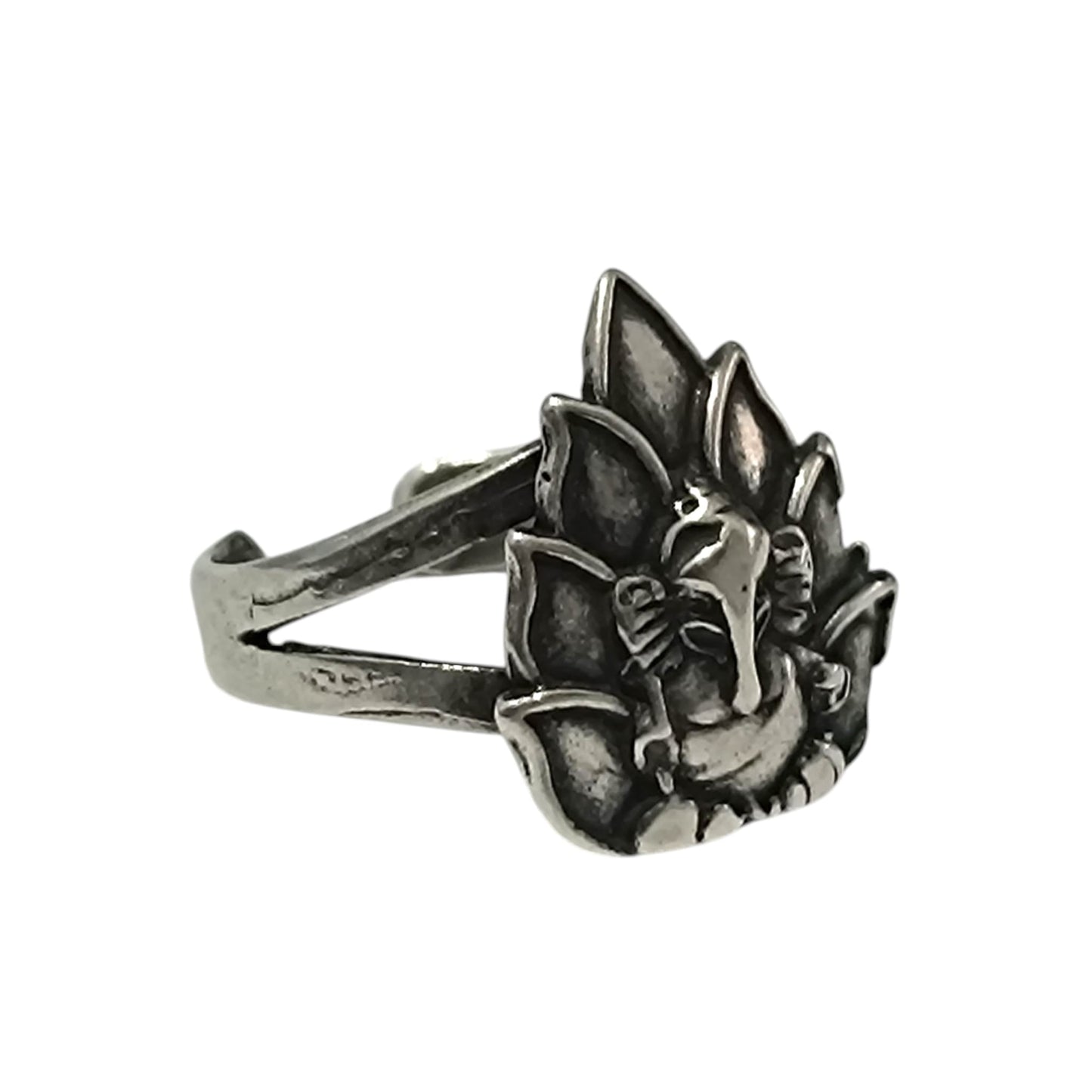 Anillo Adaptable Plata 925 Flor De Lotto Con Ganesha TODOMINERAL