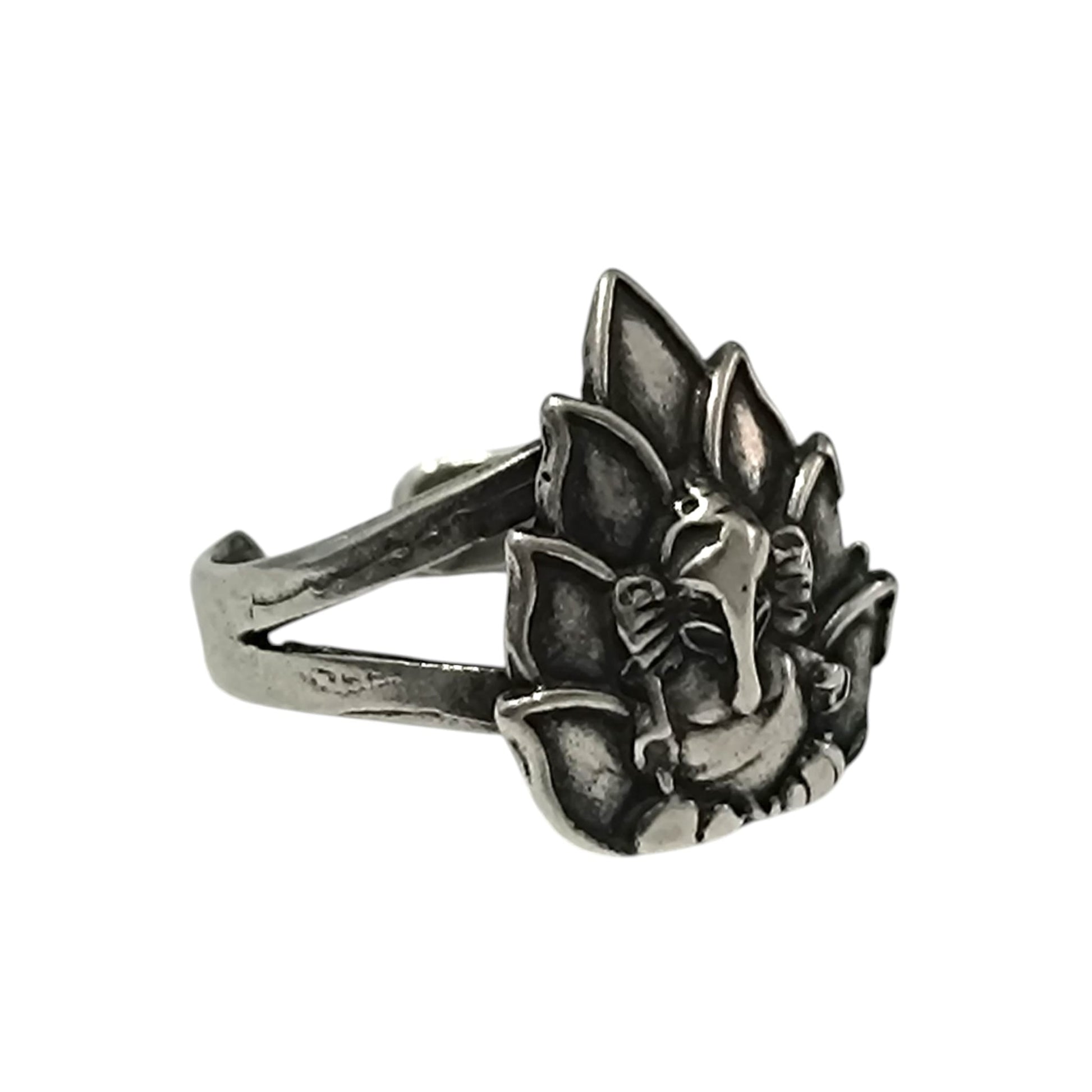 Anillo Adaptable Plata 925 Flor De Lotto Con Ganesha TODOMINERAL