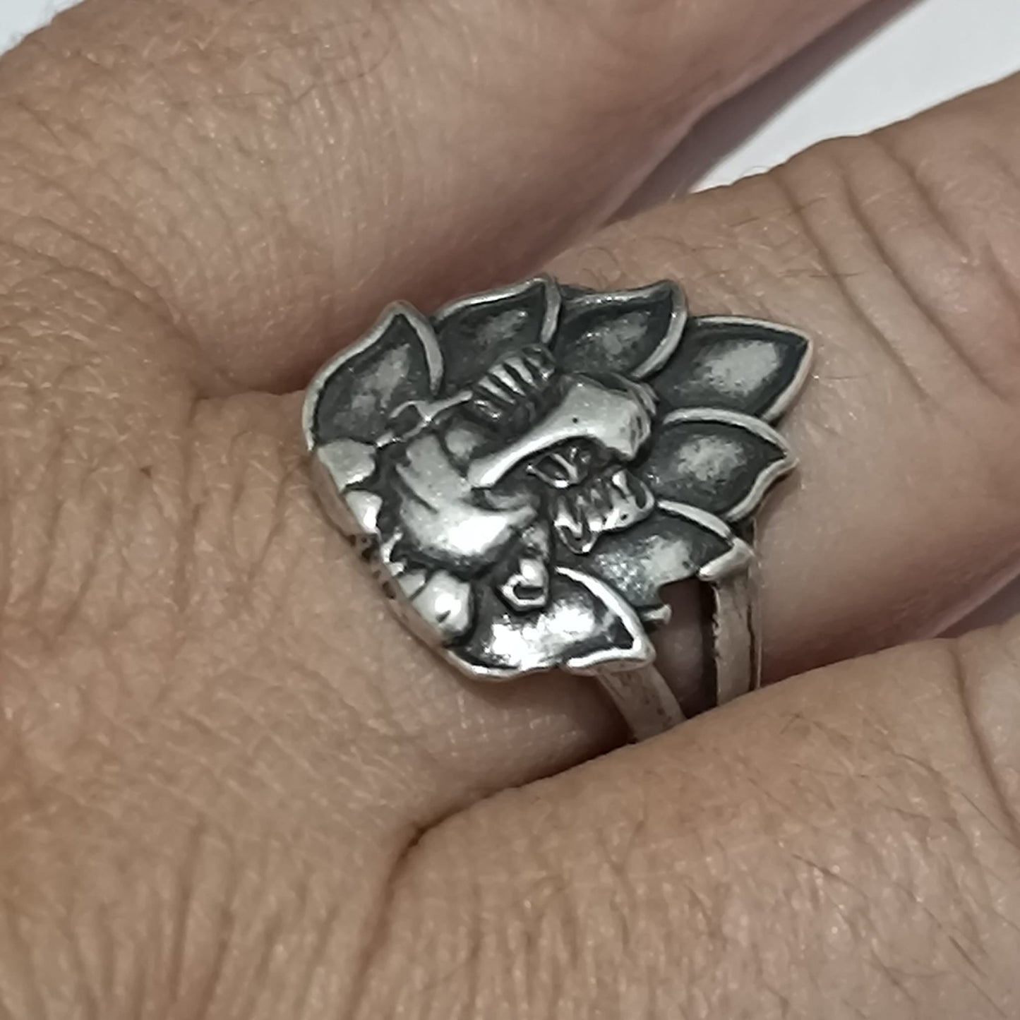 Anillo Adaptable Plata 925 Flor De Lotto Con Ganesha TODOMINERAL
