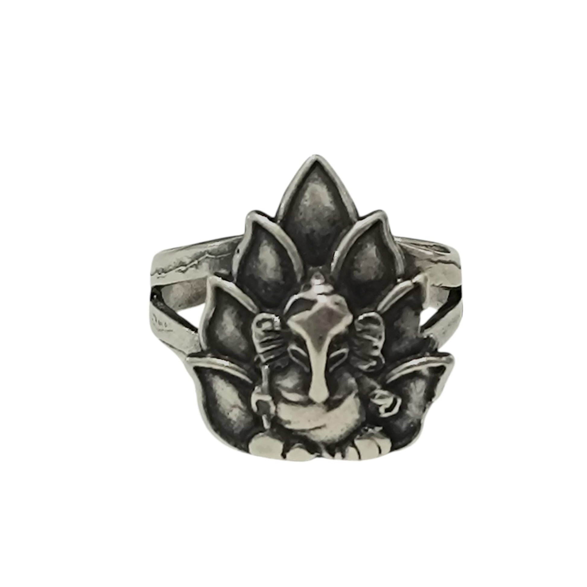 Anillo Adaptable Plata 925 Flor De Lotto Con Ganesha TODOMINERAL