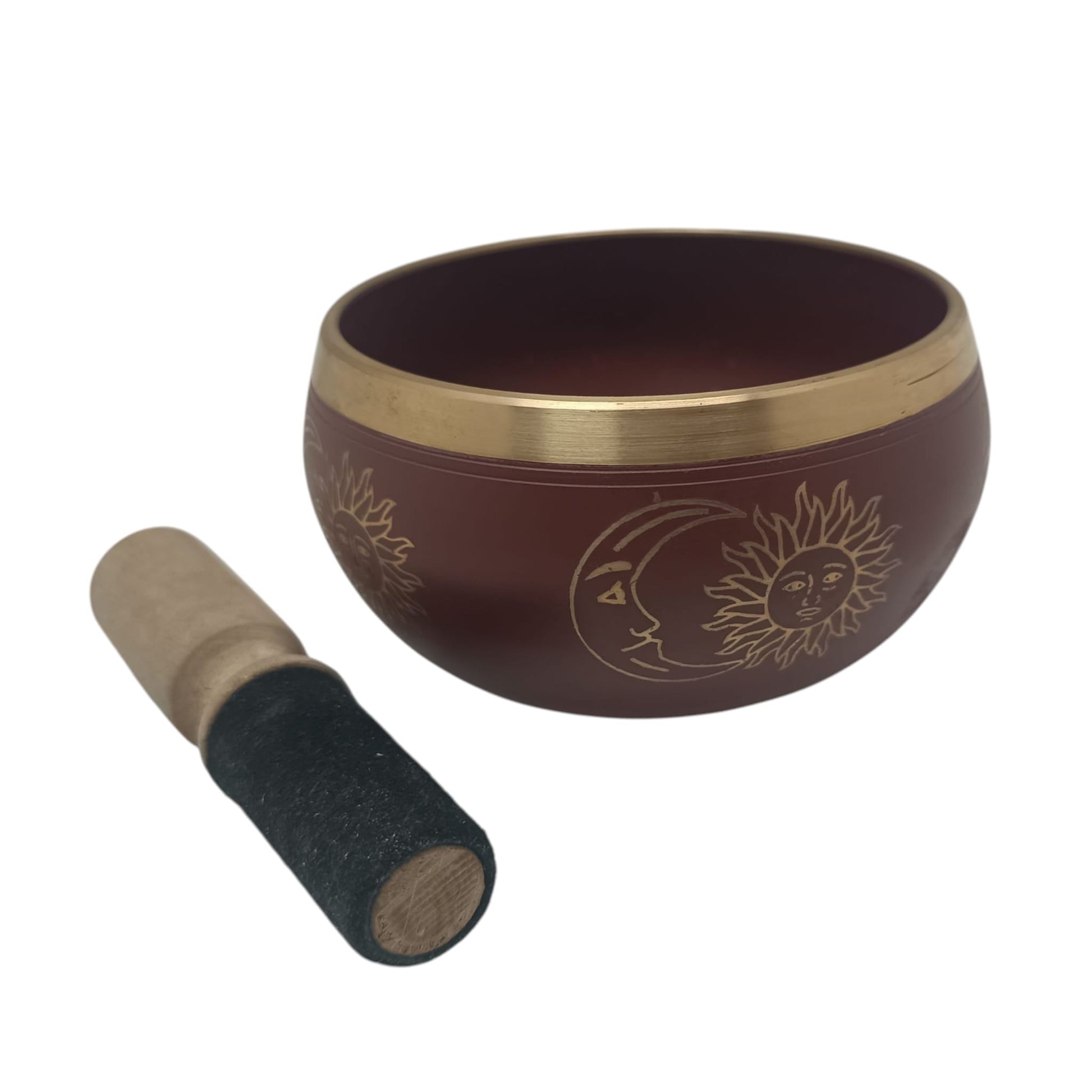 Cuenco Tibetano Sol Y Luna 11 Cms (Incluye Mazo) Color Burdeo TODOMINERAL