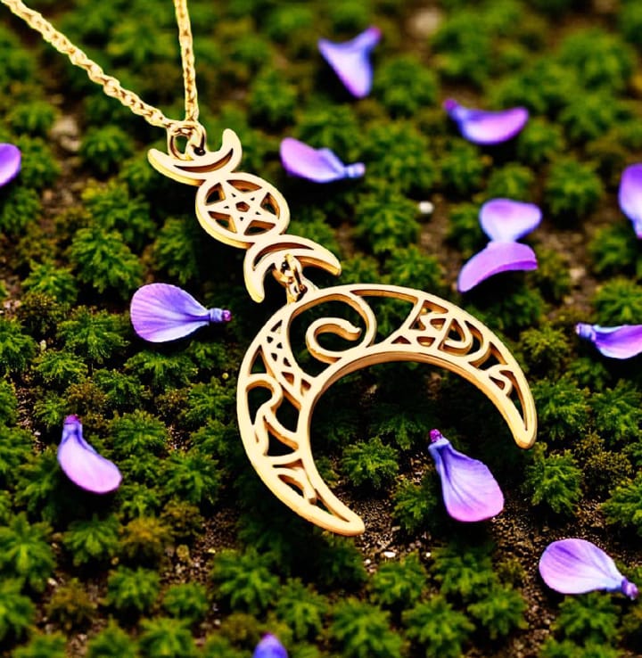 Collar Triple Luna En Acero Con Cadena 45 Cms TODOMINERAL