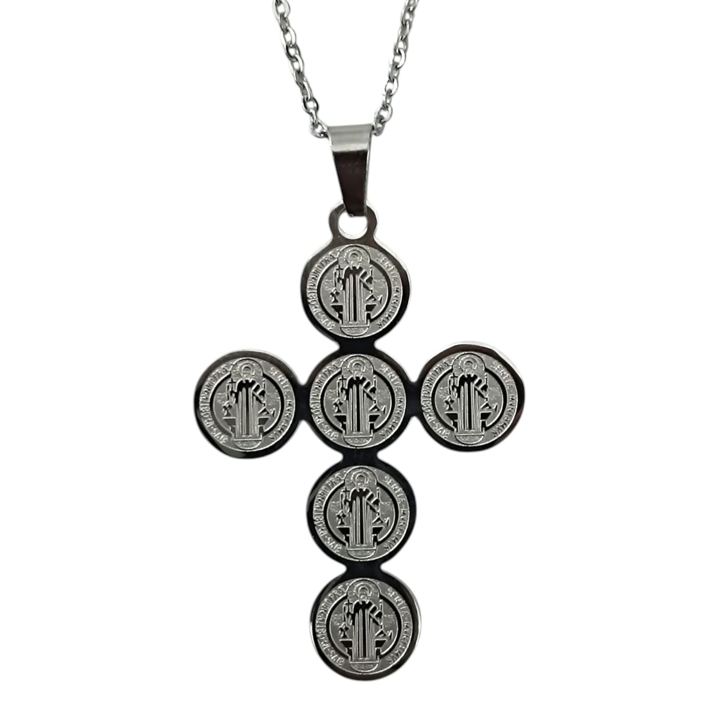 Collar Cruz de Acero San Bebito 30x40 mm (Dos tonos disponible) COLGANTE ACERO