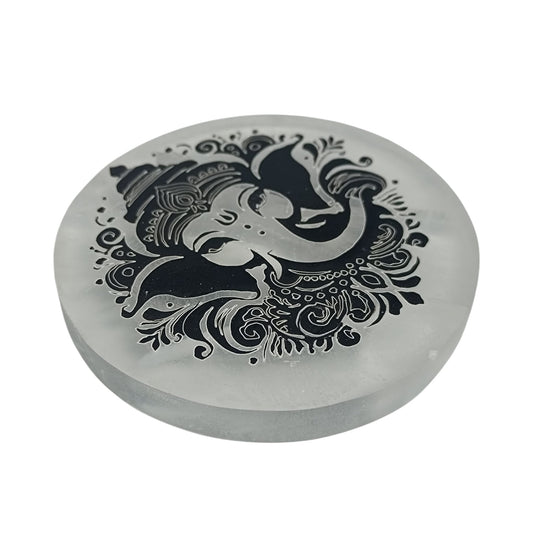 Plato Selenita 10 Cms Para Limpieza Minerales Diferentes Grabados (ELIGE EL TUYO) TODOMINERAL
