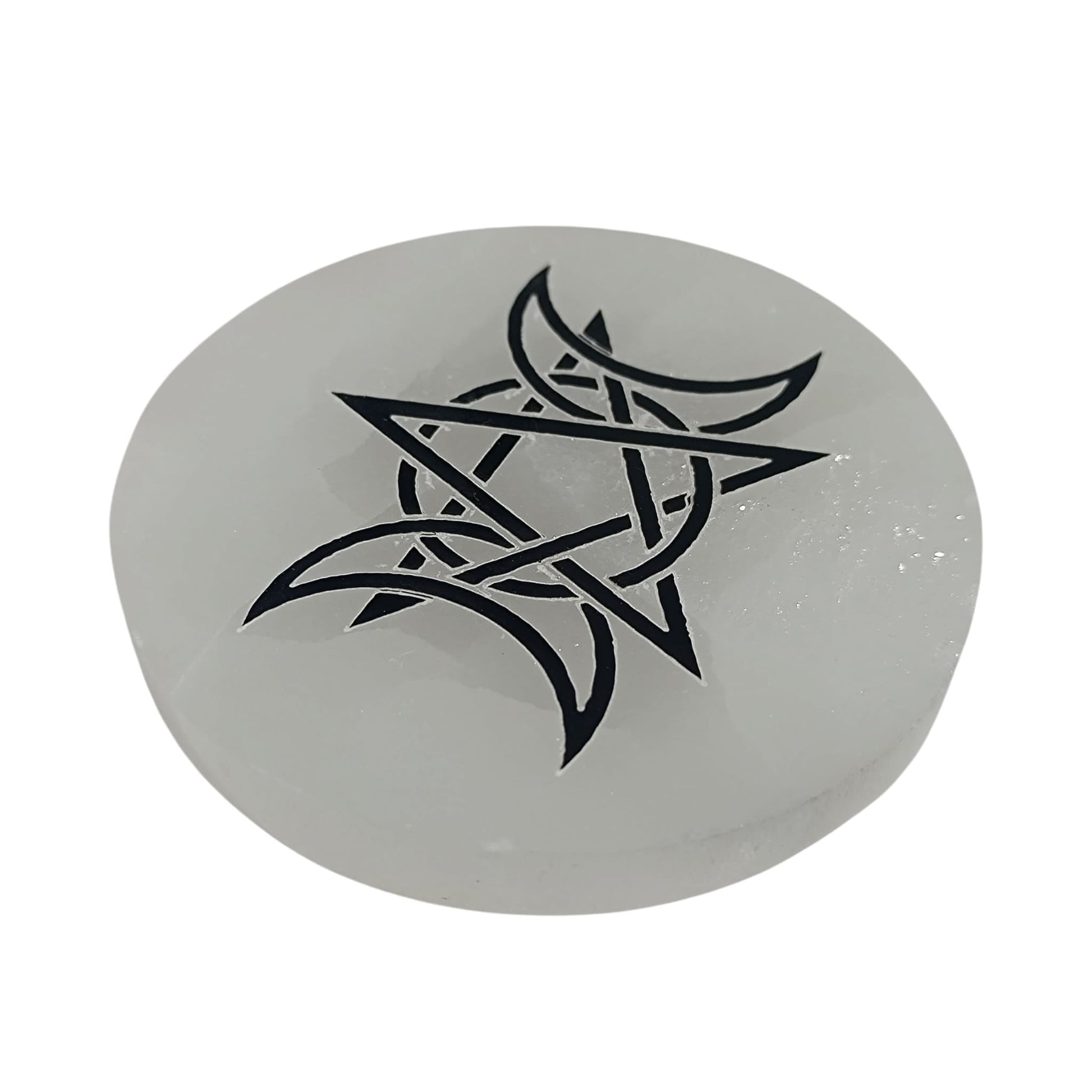 Plato Selenita 10 Cms Para Limpieza Minerales Diferentes Grabados (ELIGE EL TUYO) TODOMINERAL