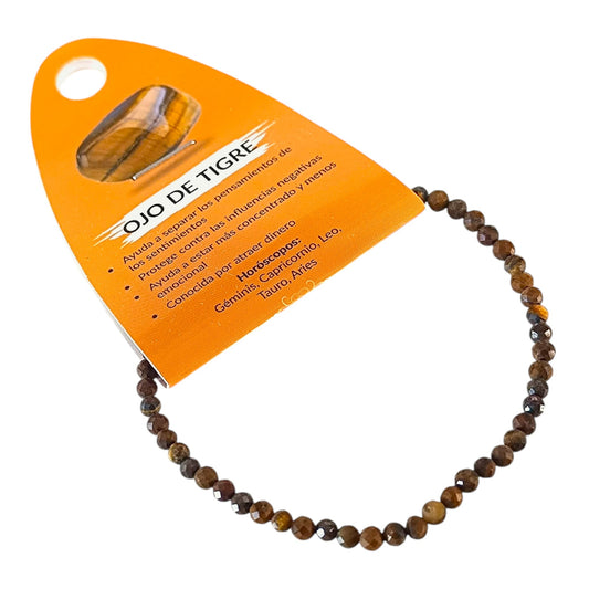 Pulsera Facetada 3 mm Piedra Natural Ojo De Tigre TODOMINERAL