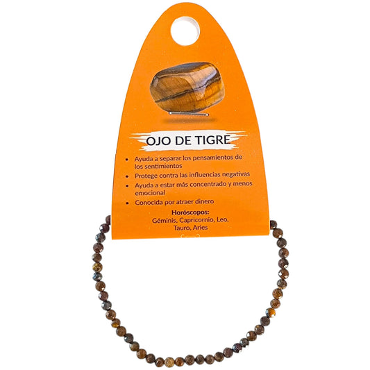 Pulsera Facetada 3 mm Piedra Natural Ojo De Tigre TODOMINERAL