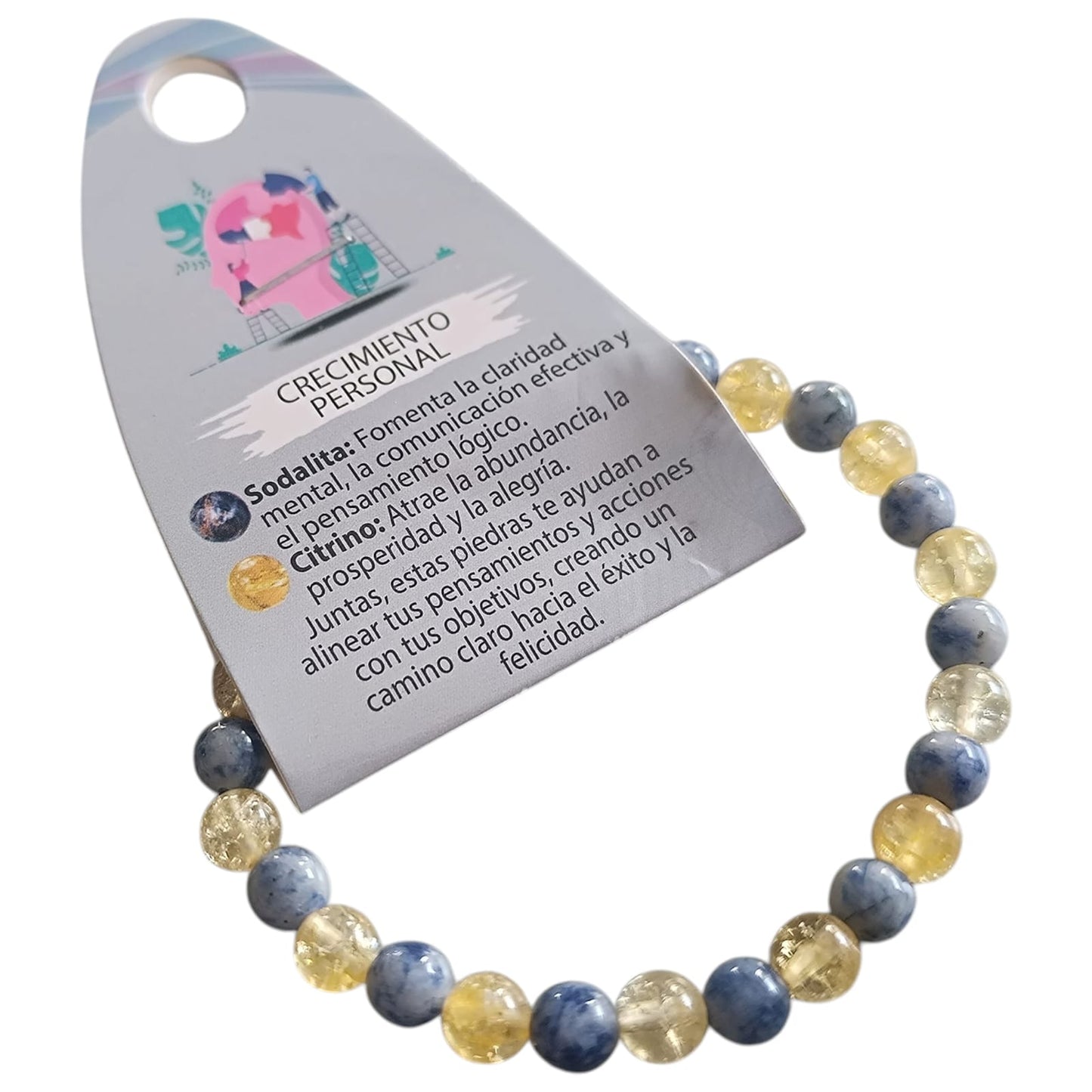 Pulsera Combinada Piedra Sodalita Y Citrino Para Crecimiento Personal Piedra De 6 mm PULSERAS MINERALES