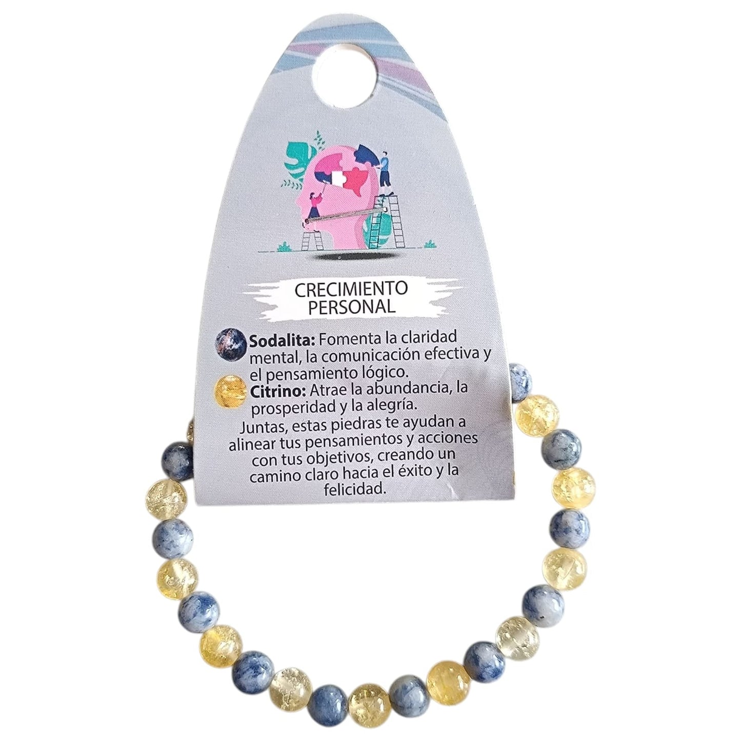 Pulsera Combinada Piedra Sodalita Y Citrino Para Crecimiento Personal Piedra De 6 mm PULSERAS MINERALES