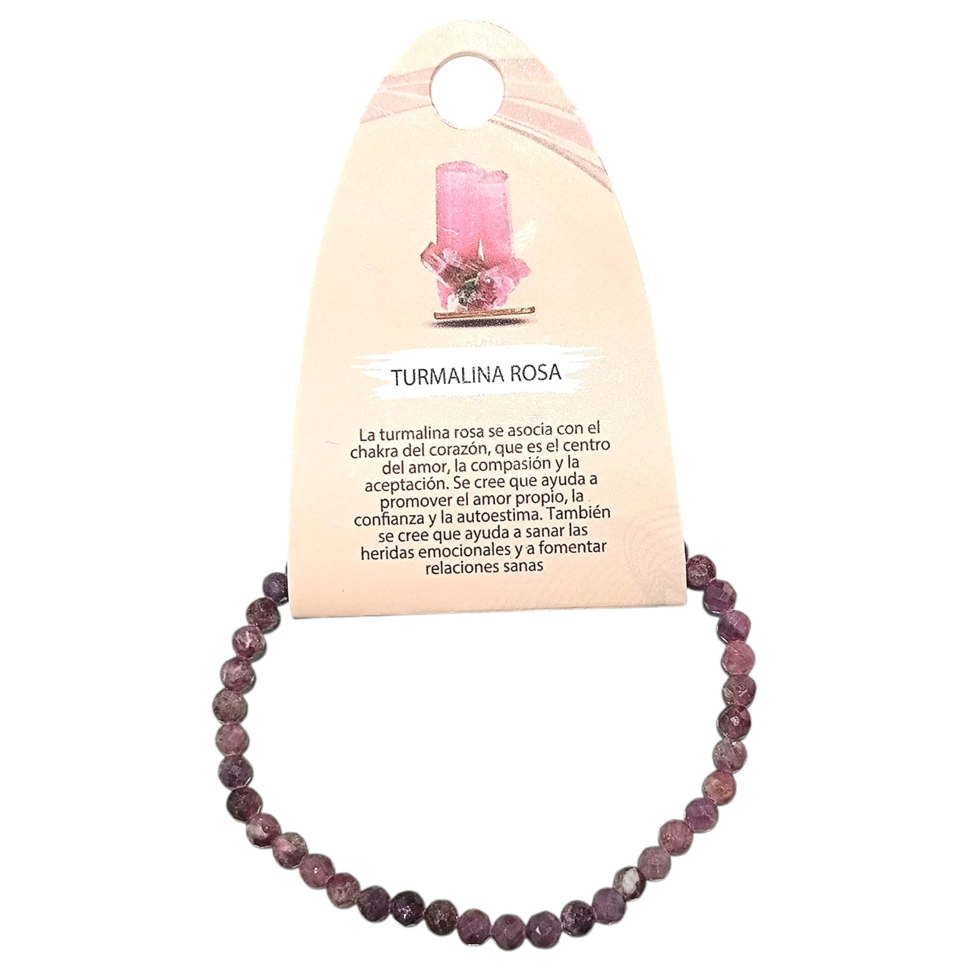 Pulsera Piedra Natural Facetada Turmalina Rosa 4 mm TODOMINERAL