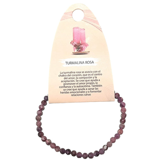 Pulsera Piedra Natural Facetada Turmalina Rosa 4 mm TODOMINERAL
