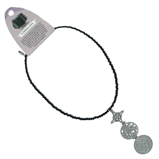 Collar 40+5 Cms Piedra Natural Facetada Con Cierre Acero Y Colgante Triple Proteccion TODOMINERAL