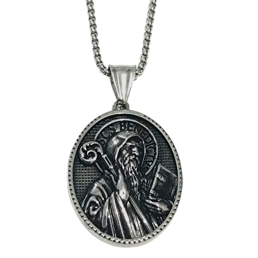 Collar de Acero Imagen San Bebito Protector 35x25 mm CADENA 50 CMS COLGANTE ACERO