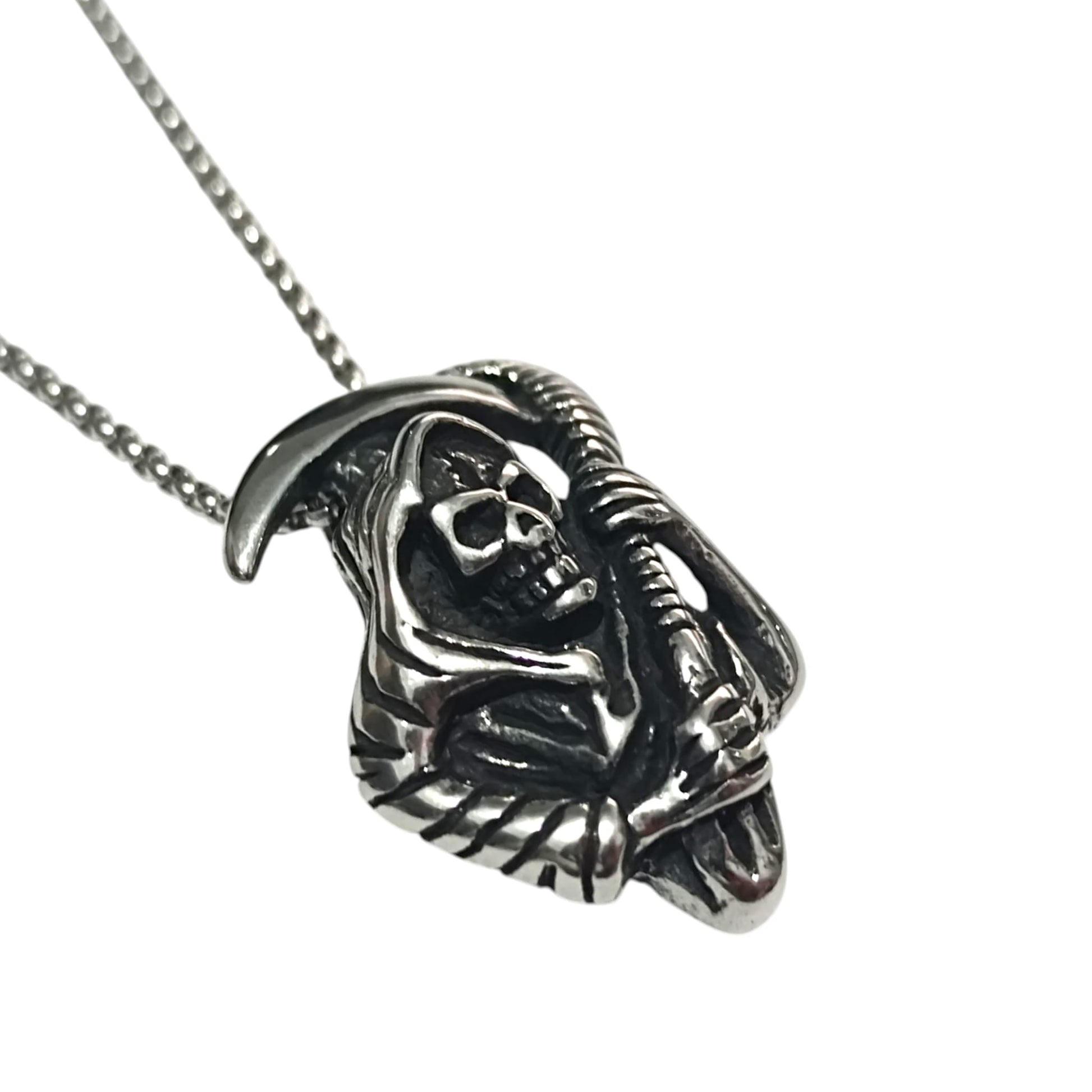 Collar de Acero Imagen Santa Muerte CADENA 50 CMS COLGANTE ACERO