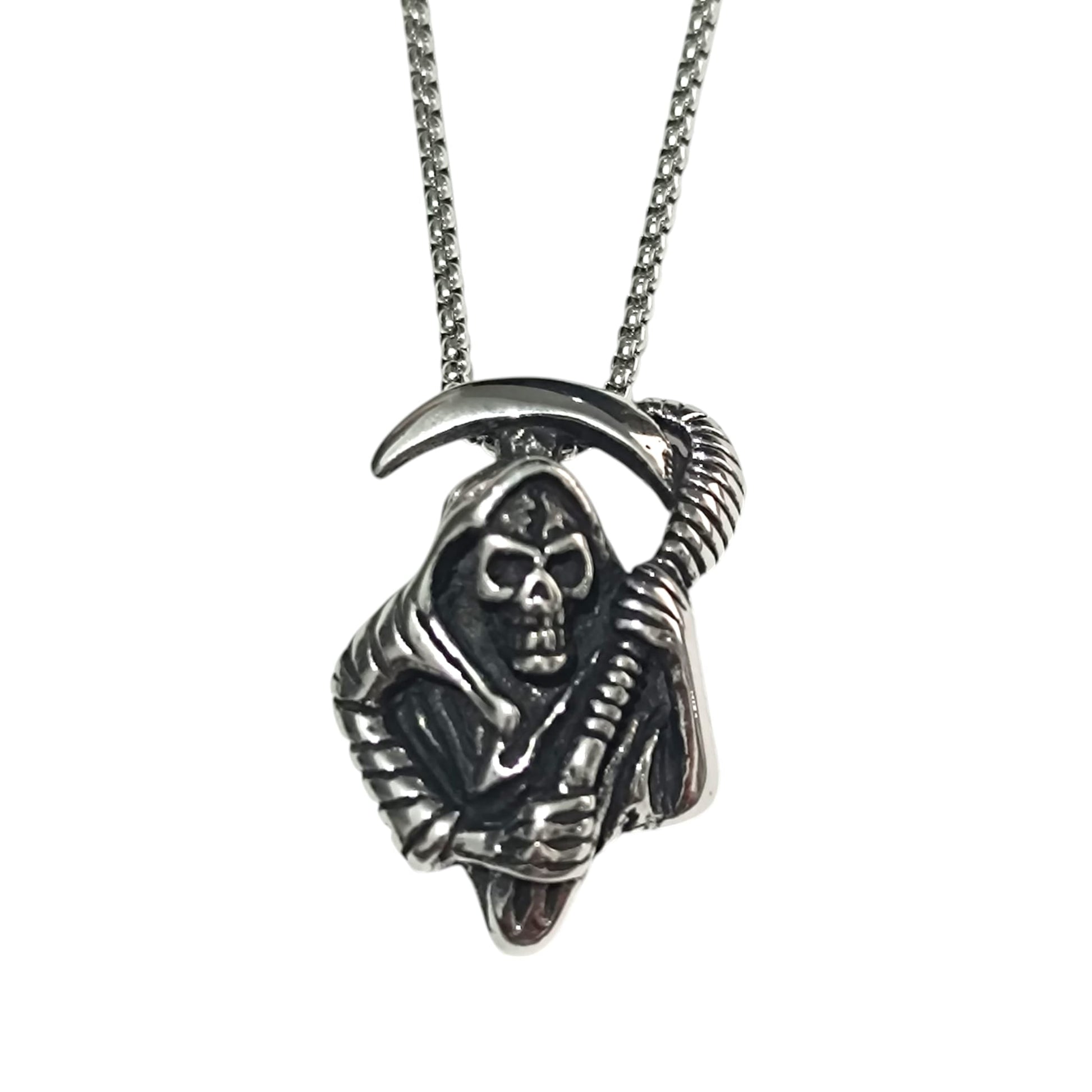 Collar de Acero Imagen Santa Muerte CADENA 50 CMS COLGANTE ACERO