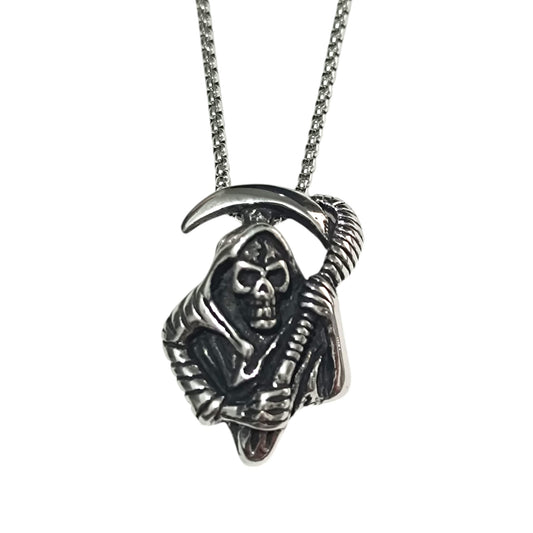 Collar de Acero Imagen Santa Muerte CADENA 50 CMS COLGANTE ACERO