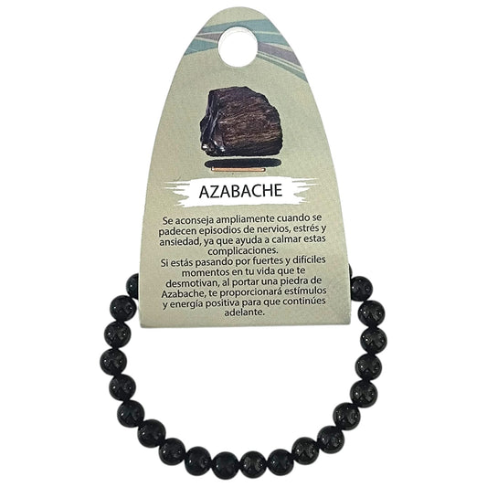 Pulsera Piedra Natural Azabache ELIGE EL TAMAÑO DE BOLA PULSERAS MINERALES