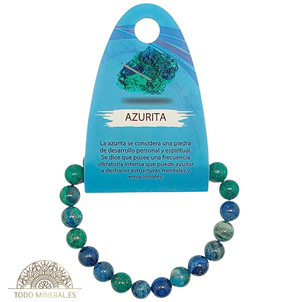 Pulsera Piedra Natural Piedra Azurrita ELIGE EL TAMAÑO DE LA BOLA PULSERAS MINERALES