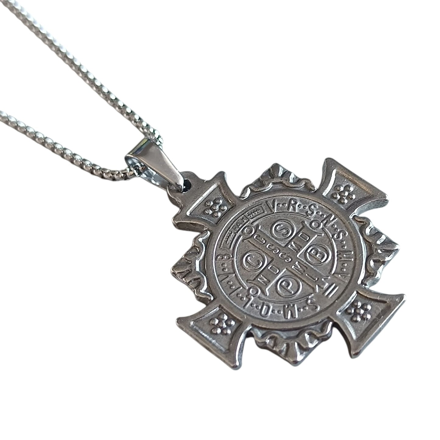 Collar de Acero Medalla 40mm San Bebito Protector Cadena 50 cms COLGANTE ACERO