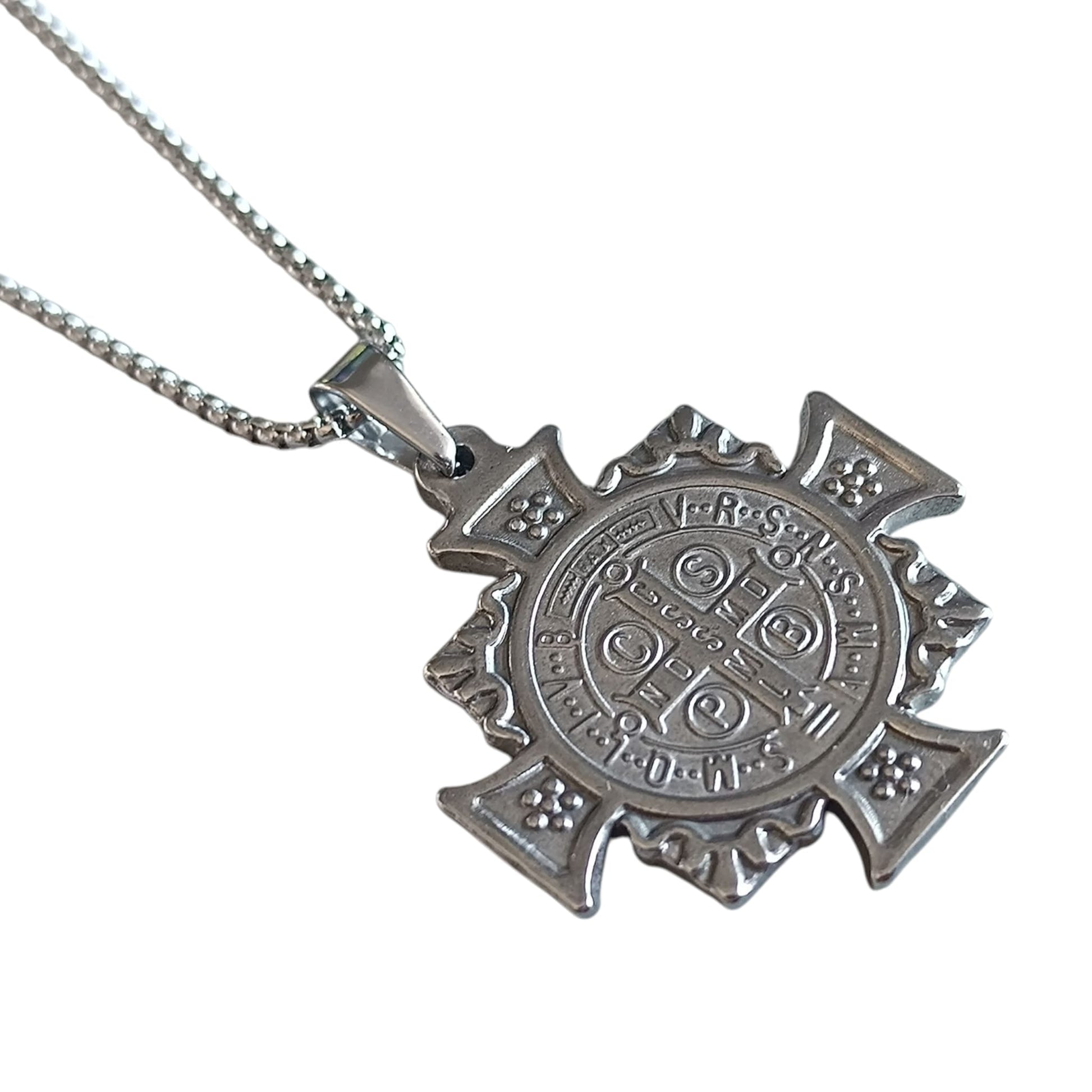 Collar de Acero Medalla 40mm San Bebito Protector Cadena 50 cms COLGANTE ACERO