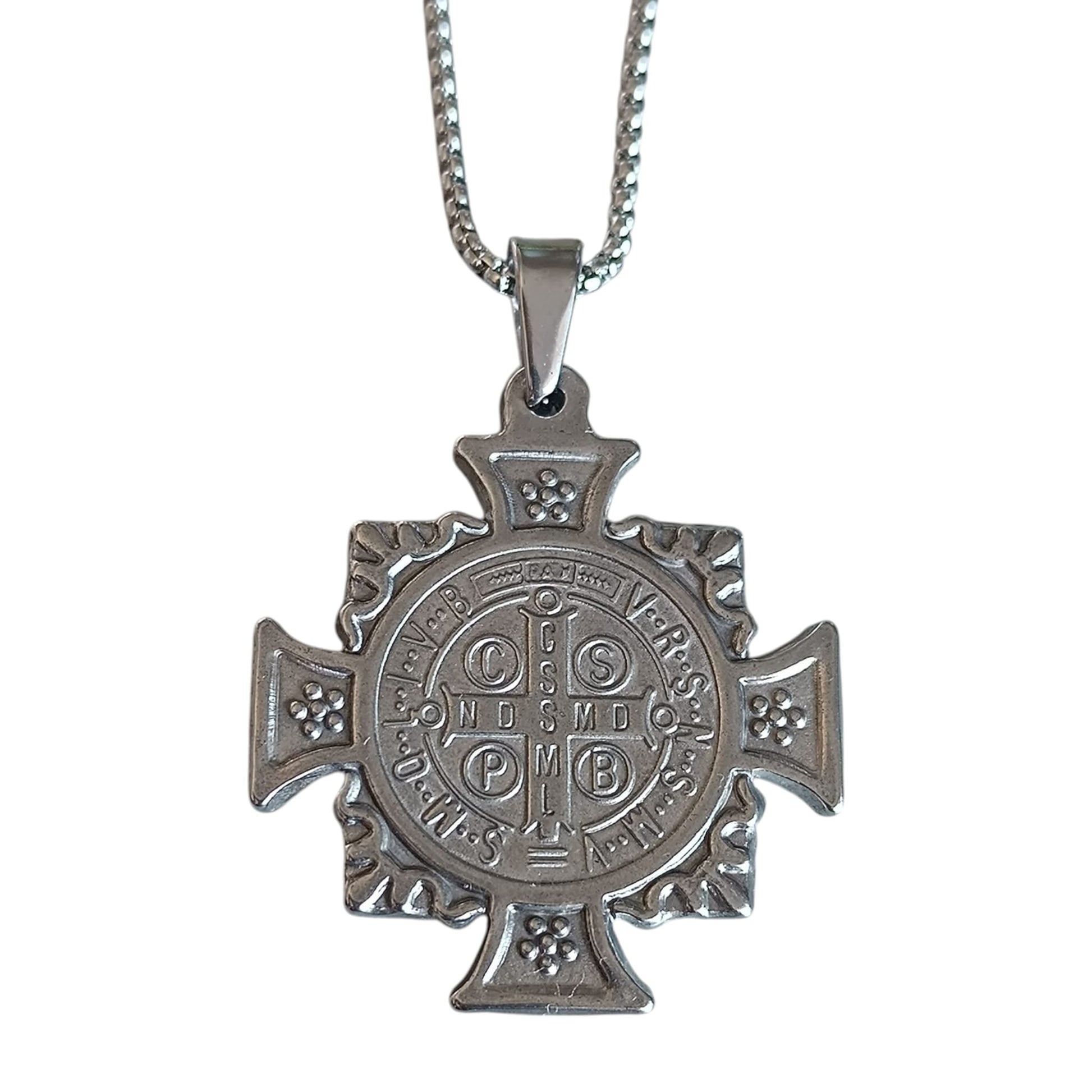 Collar de Acero Medalla 40mm San Bebito Protector Cadena 50 cms COLGANTE ACERO