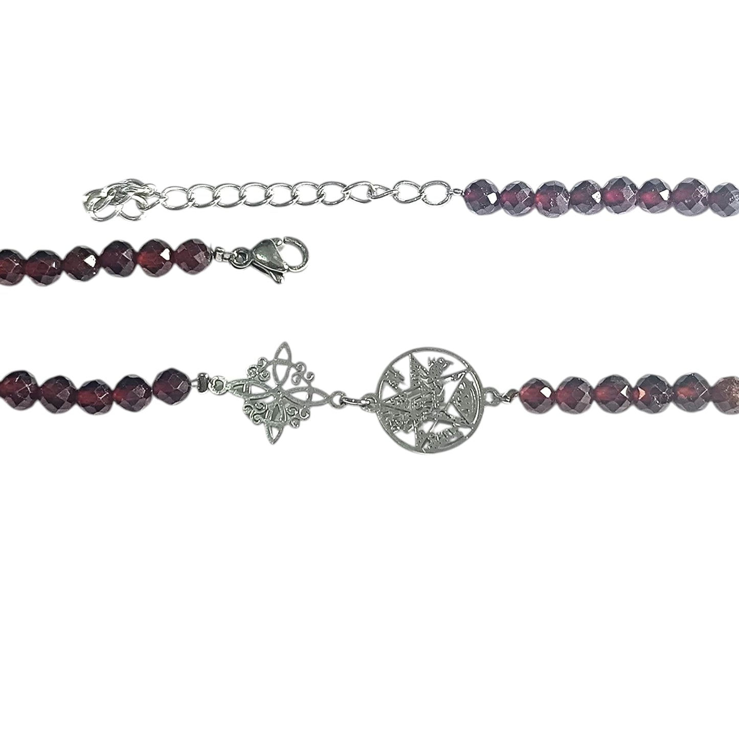 Pulsera Acero Doble Protección Tetragramaton Nudo De Bruja Y Piedra Natural Facetada ELIGE TU MINERAL Y MODELO PULSERA ACERO