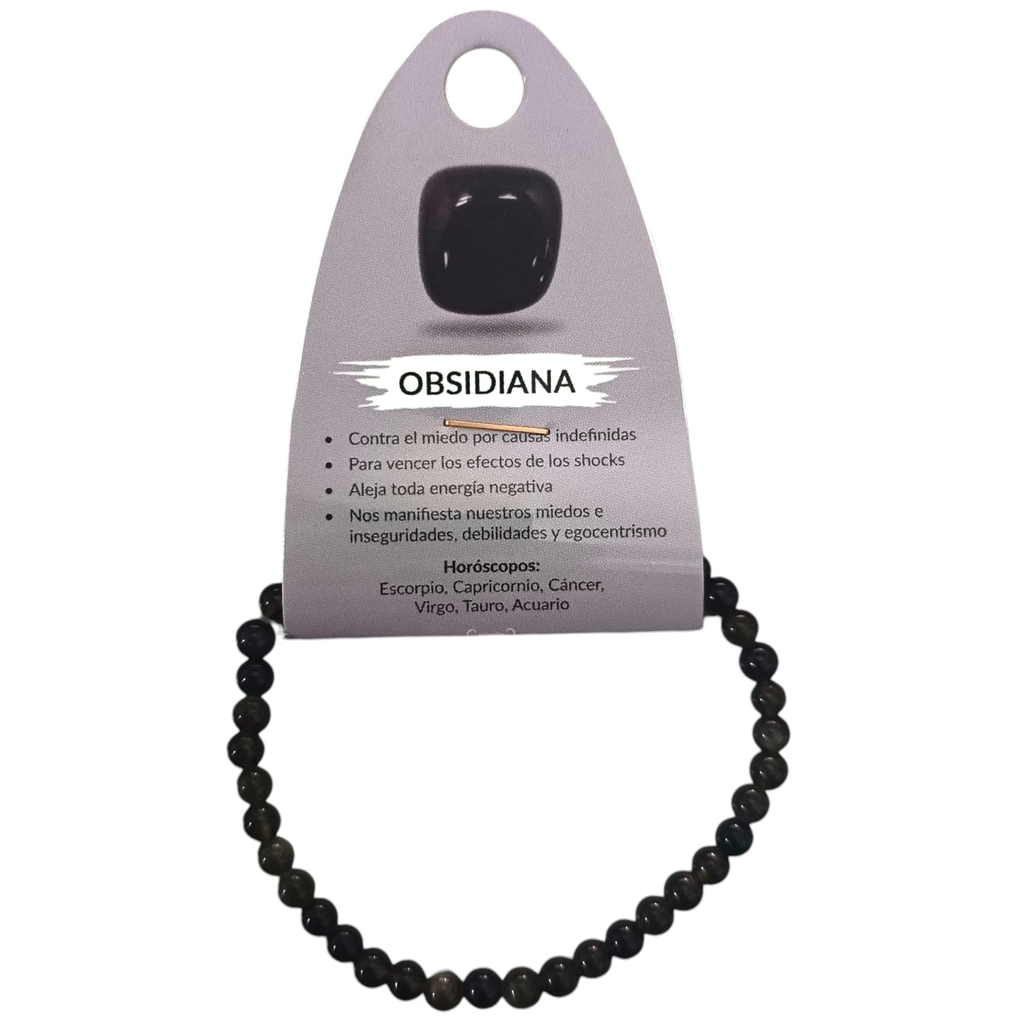Pulsera Piedra Natural Obsidiana (ELIGE TAMAÑO DE BOLA) TODOMINERAL