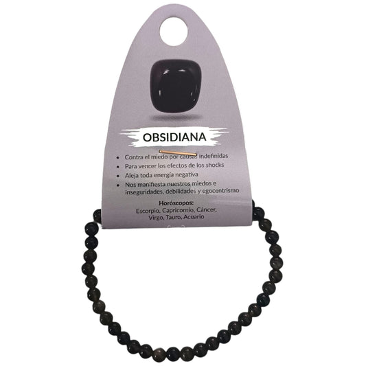 Pulsera Piedra Natural Obsidiana (ELIGE TAMAÑO DE BOLA) TODOMINERAL