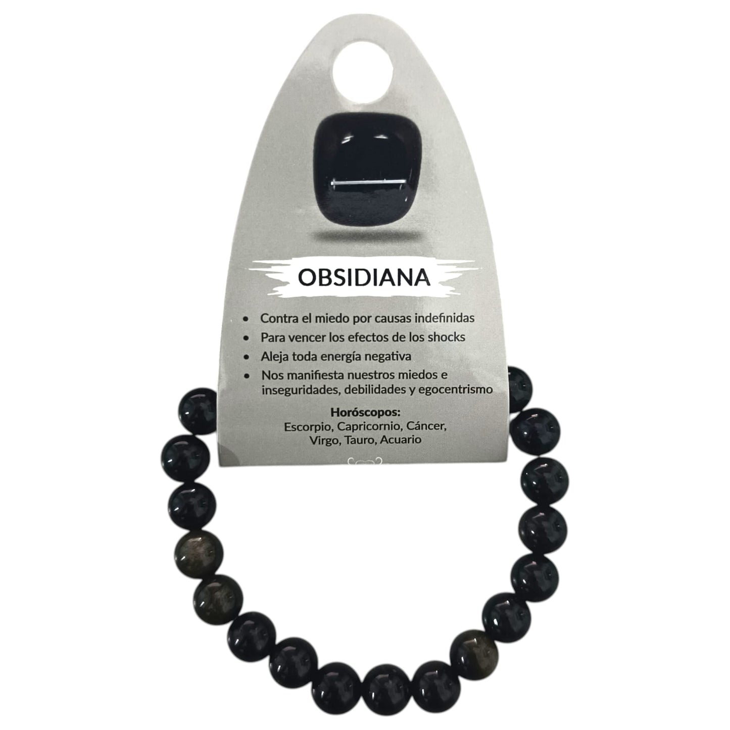 Pulsera Piedra Natural Obsidiana (ELIGE TAMAÑO DE BOLA) TODOMINERAL