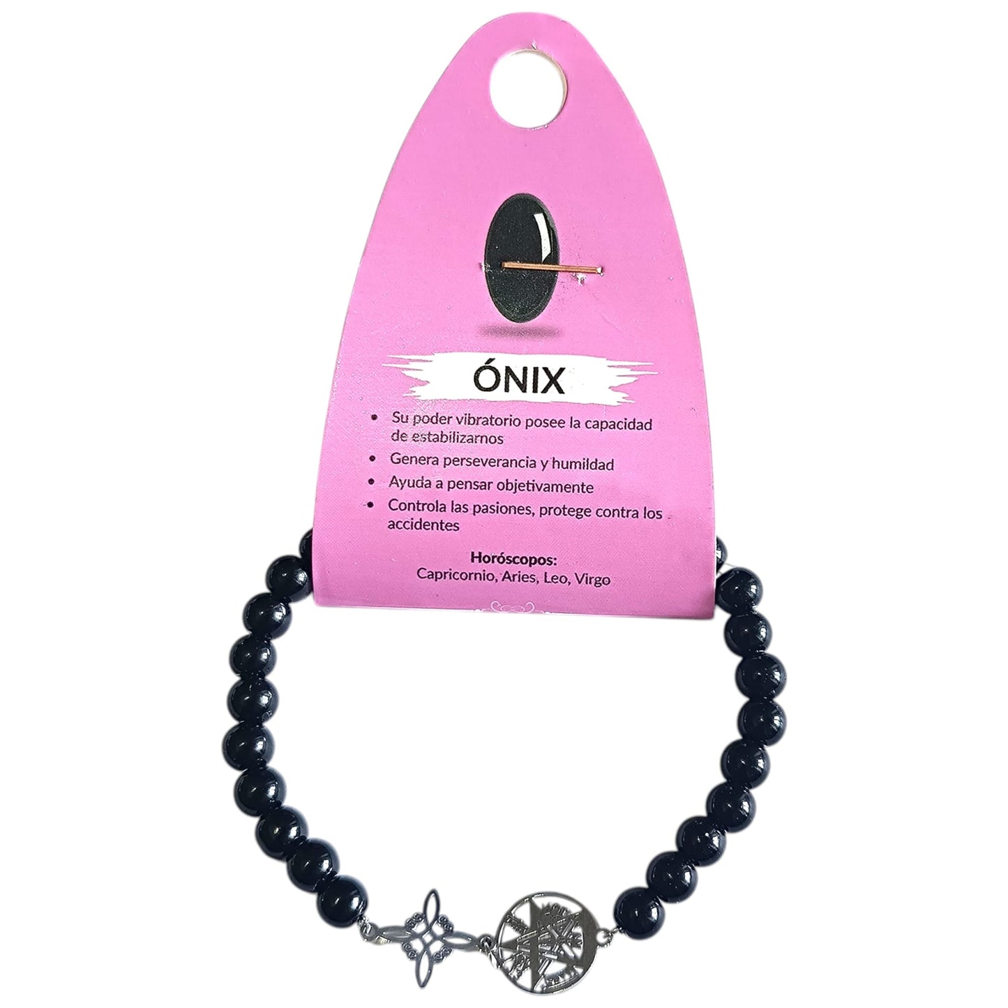 Pulsera Acero 5 Protección Tetragramaton Nudo De Bruja Y Piedra Natural Hematite Obsidiana Y Ojo De Tigre 6 mm PULSERA ACERO