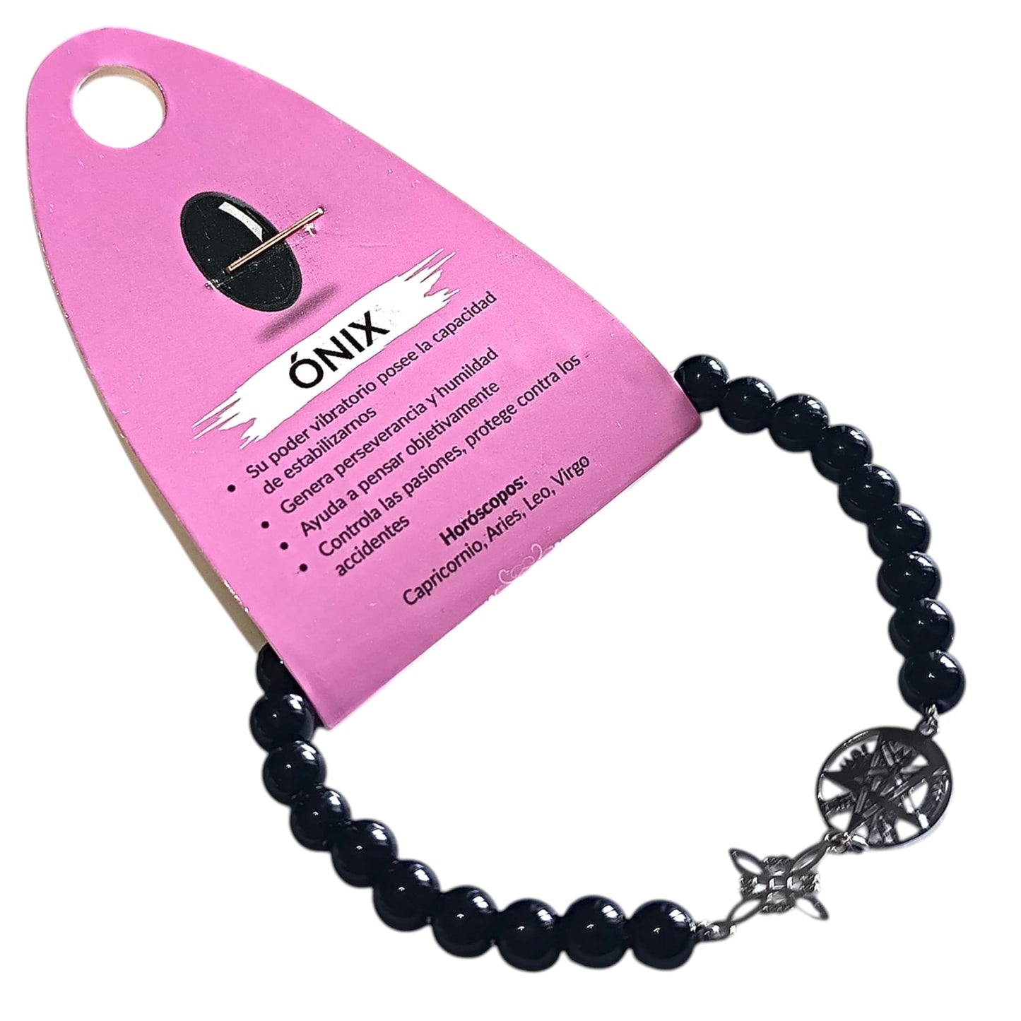 Pulsera Acero 5 Protección Tetragramaton Nudo De Bruja Y Piedra Natural Hematite Obsidiana Y Ojo De Tigre 6 mm PULSERA ACERO