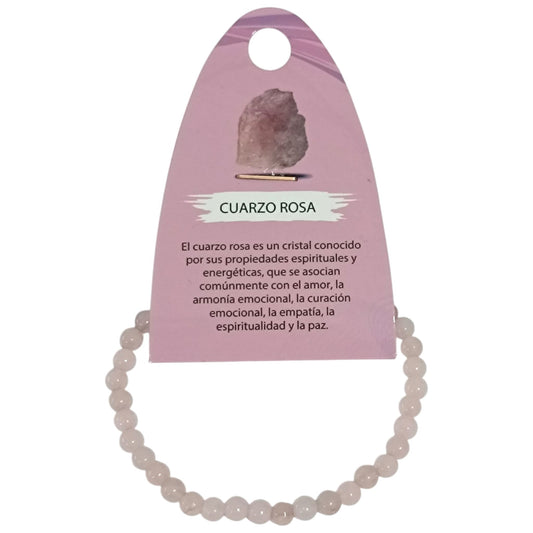 Pulsera Elastica Piedra Natural Cuarzo Rosa Elige tamaño bola PULSERAS MINERALES
