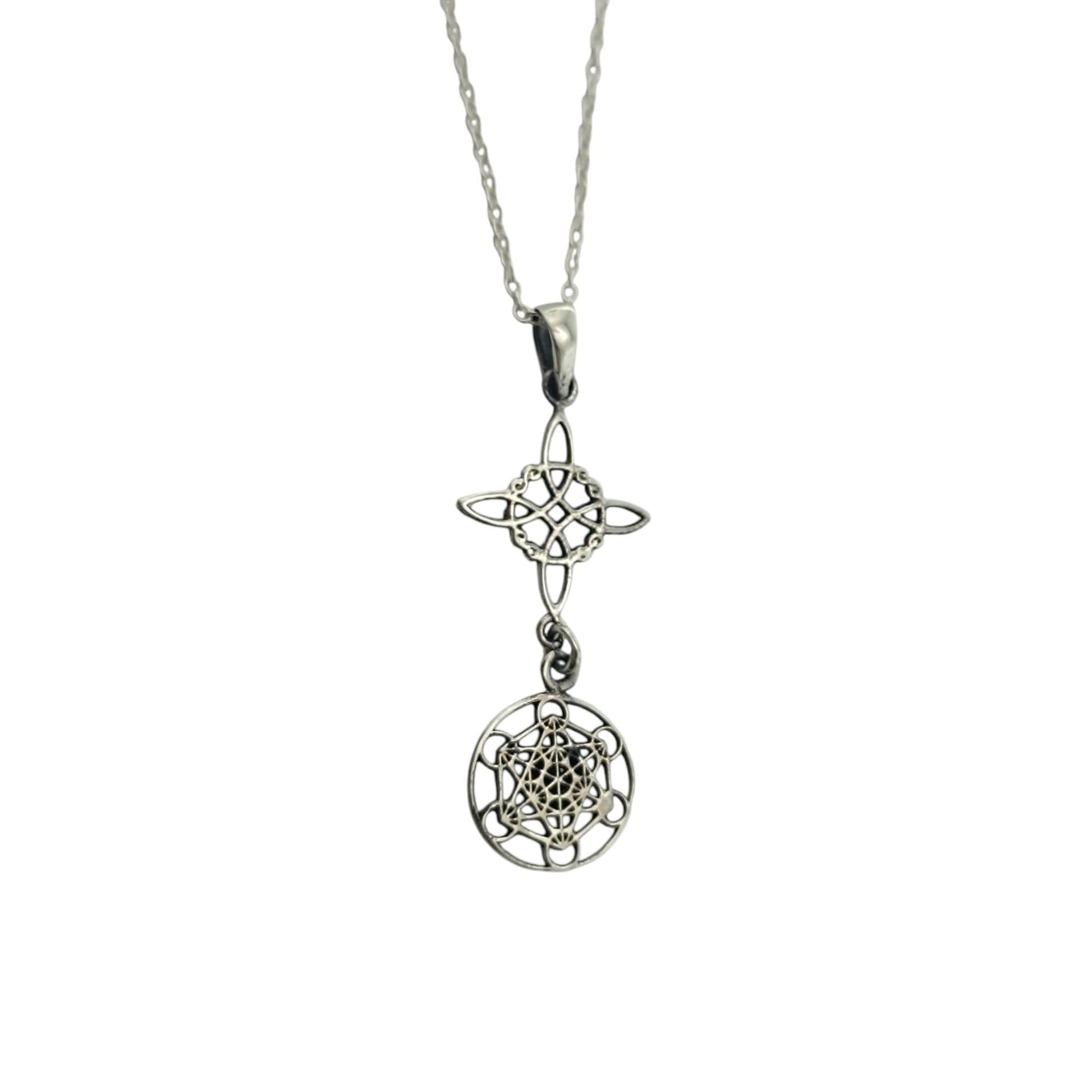 Colgante Doble Proteccion Nudo De Bruja Y Metatron Plata 925 Incluye Cadena Plata 45 Cms Finita TODOMINERAL