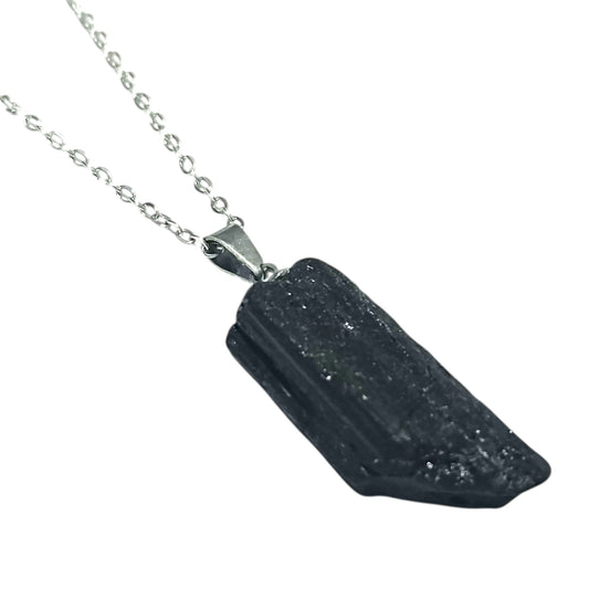 Colgante Con Metal y Piedra Natural Turmalina Para Proteccion INCLUYE CADENA ACERO 45 CMS TODOMINERAL