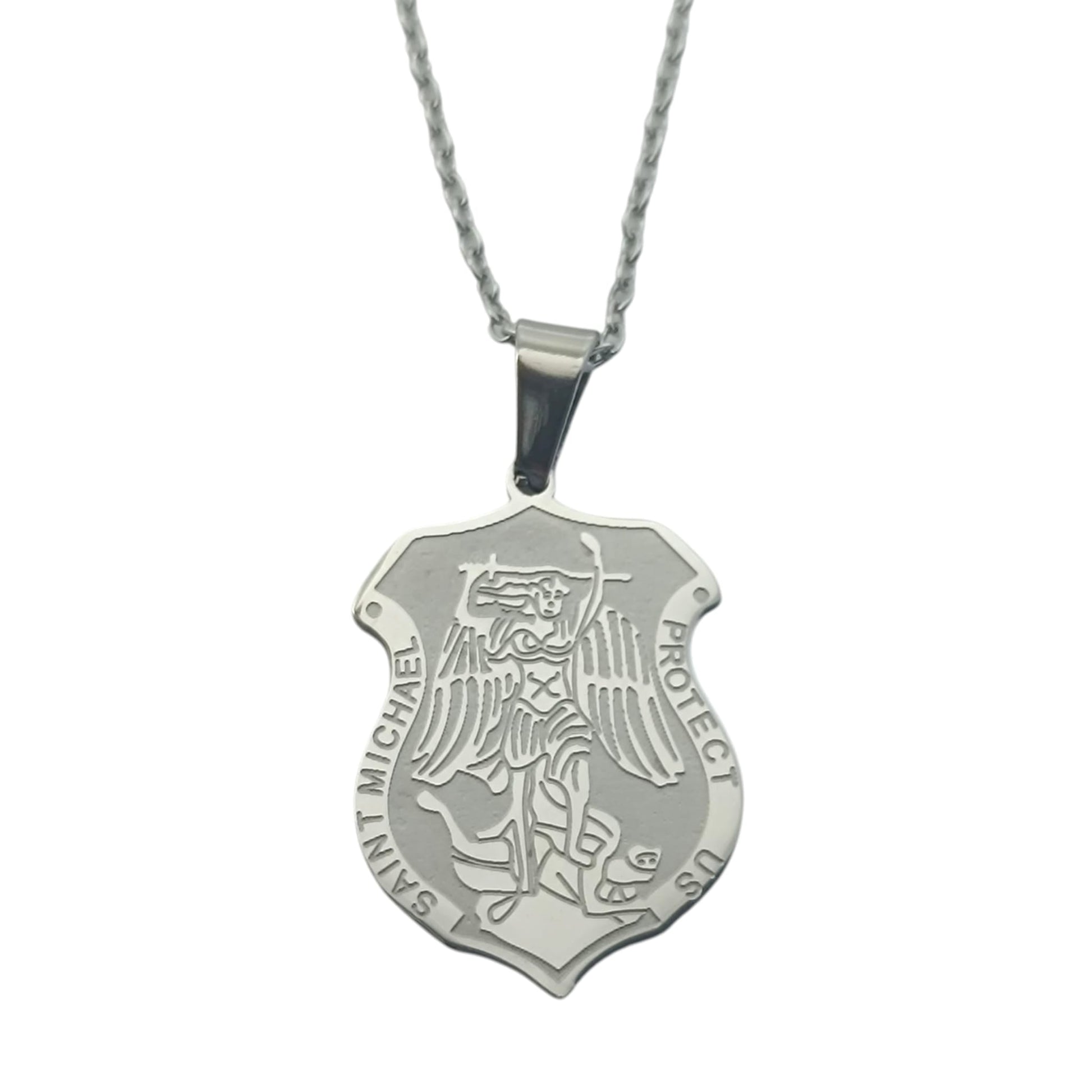 Collar San Miguel Proteccion Acero Inoxidable Con Cadena 40+5 Cms TODOMINERAL