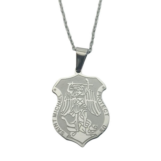 Collar San Miguel Proteccion Acero Inoxidable Con Cadena 40+5 Cms TODOMINERAL