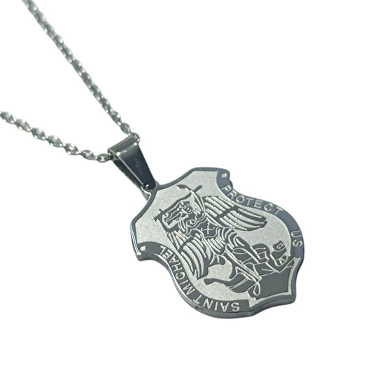 Collar San Miguel Proteccion Acero Inoxidable Con Cadena 40+5 Cms TODOMINERAL