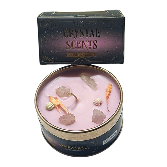 Vela Aromatizada Rosas Con Mineral Cuarzo Rosa 6 Horas Duracion 6 horas TODOMINERAL