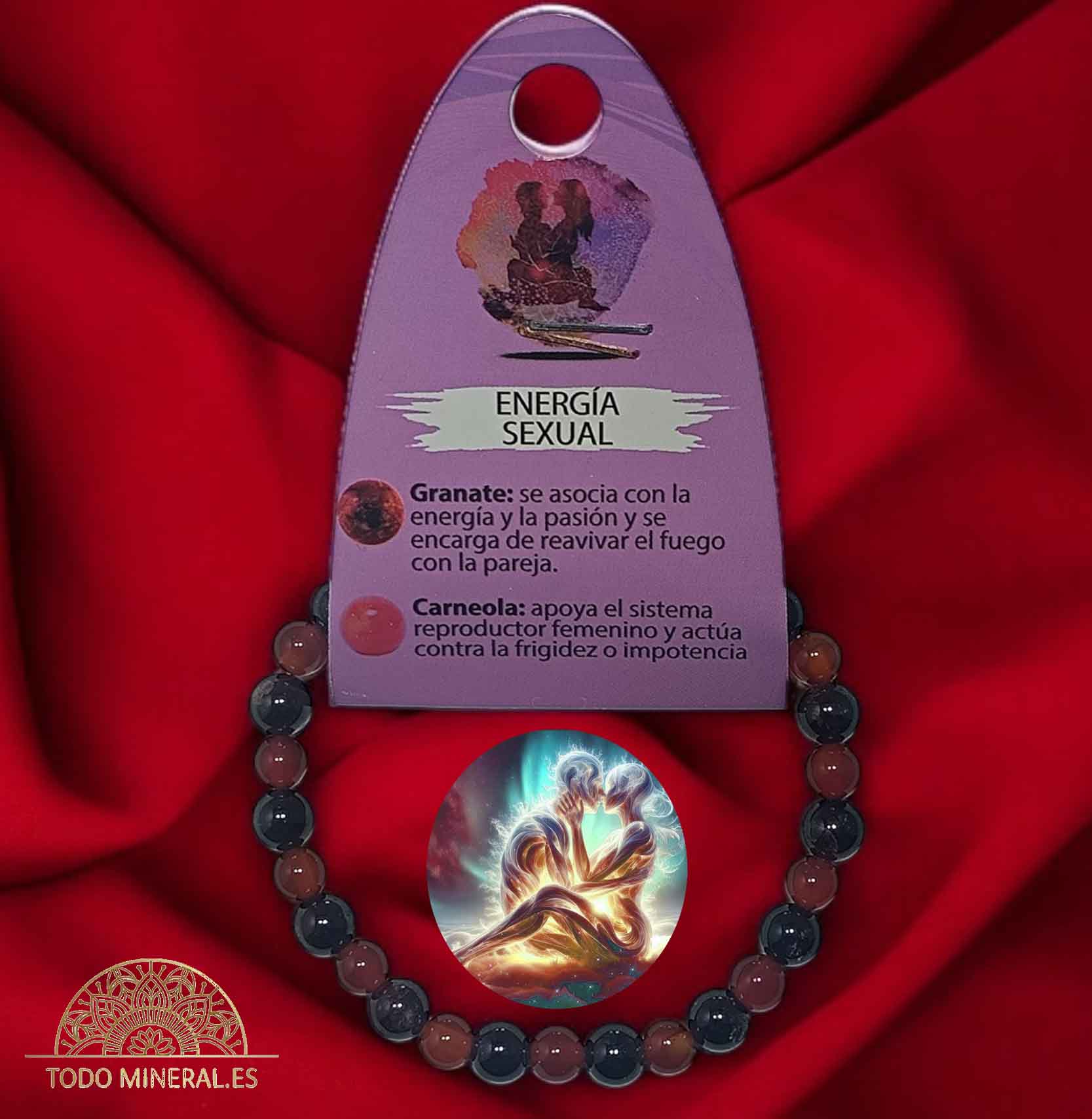 Pulsera Combinada Piedra Granate y Carneola Para Enrgía Sexual Piedra De 6 mm - TODOMINERAL