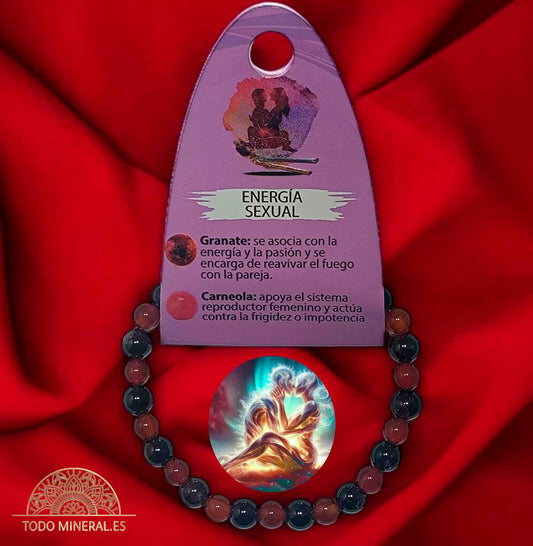 Pulsera Combinada Piedra Granate y Carneola Para Enrgía Sexual Piedra De 6 mm - TODOMINERAL
