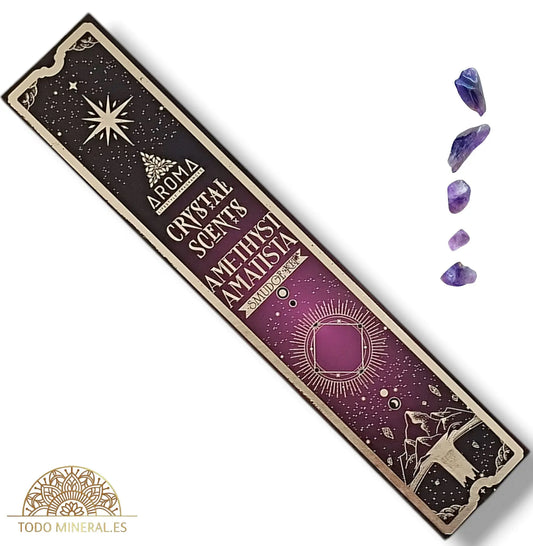 Paquete 20 Gramos De Incienso Marca Aroma Crystal Scents Amatista - TODOMINERAL