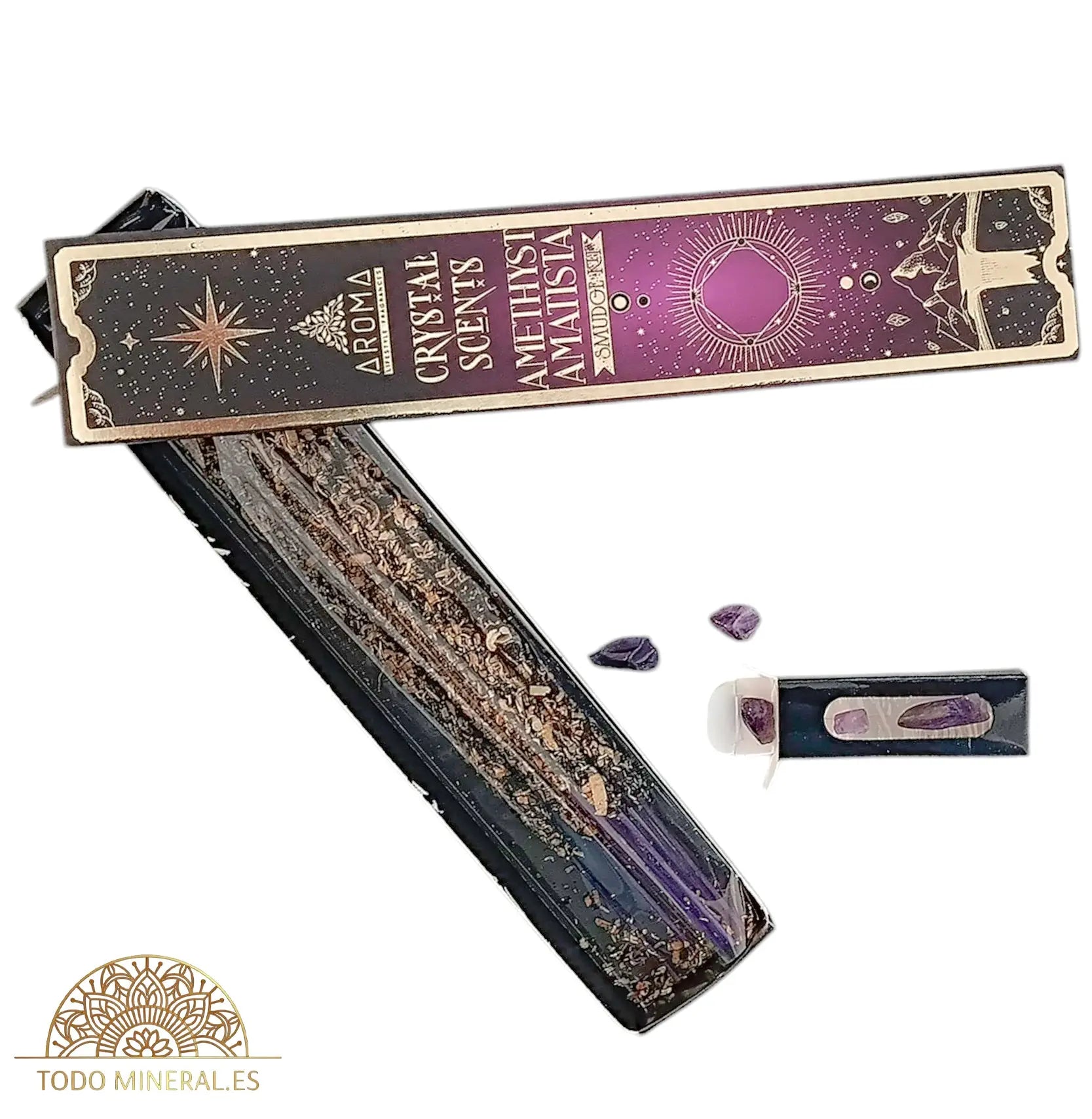 Paquete 20 Gramos De Incienso Marca Aroma Crystal Scents Amatista - TODOMINERAL