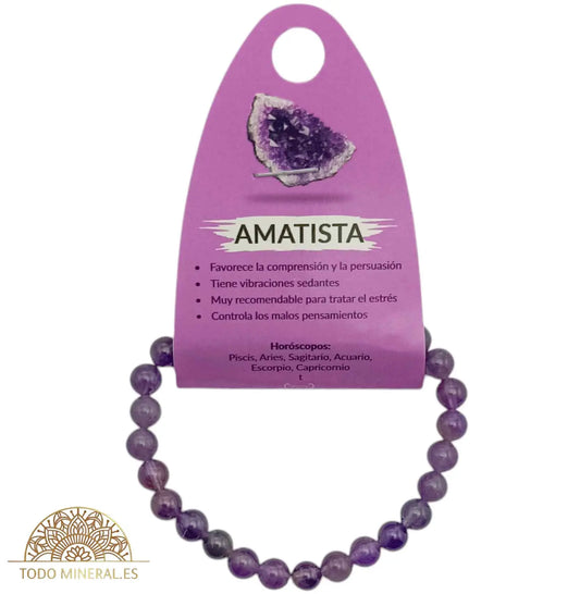 Pulsera Piedra Natural Amatista 6 mm - TODOMINERAL