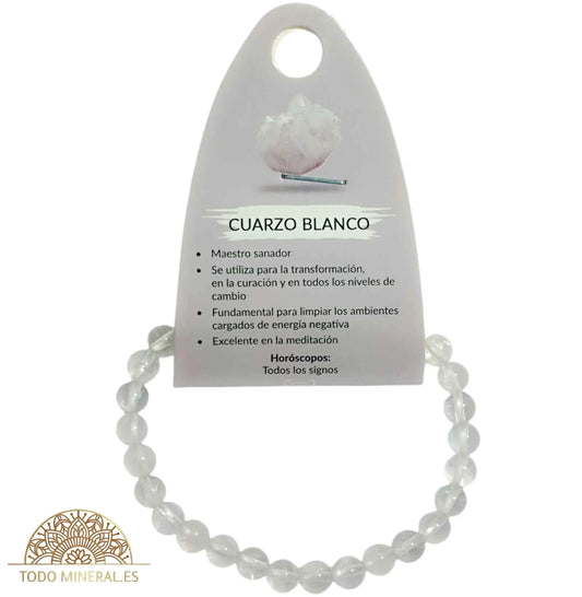 Pulsera Piedra Natural Cuarzo Blanco 6 mm - TODOMINERAL