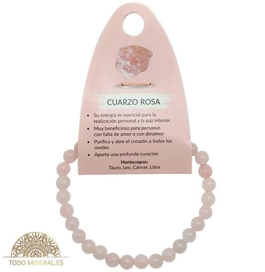 Pulsera Piedra Natural Cuarzo Rosa 6 mm - TODOMINERAL