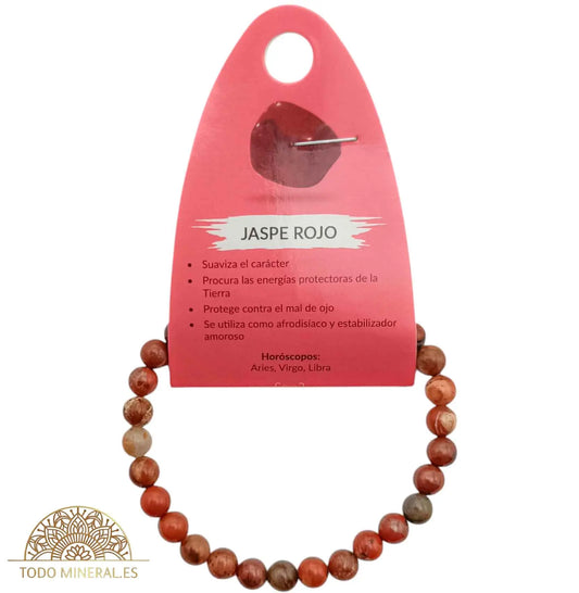 Pulsera Piedra Natural Jaspe Rojo 6 mm - TODOMINERAL