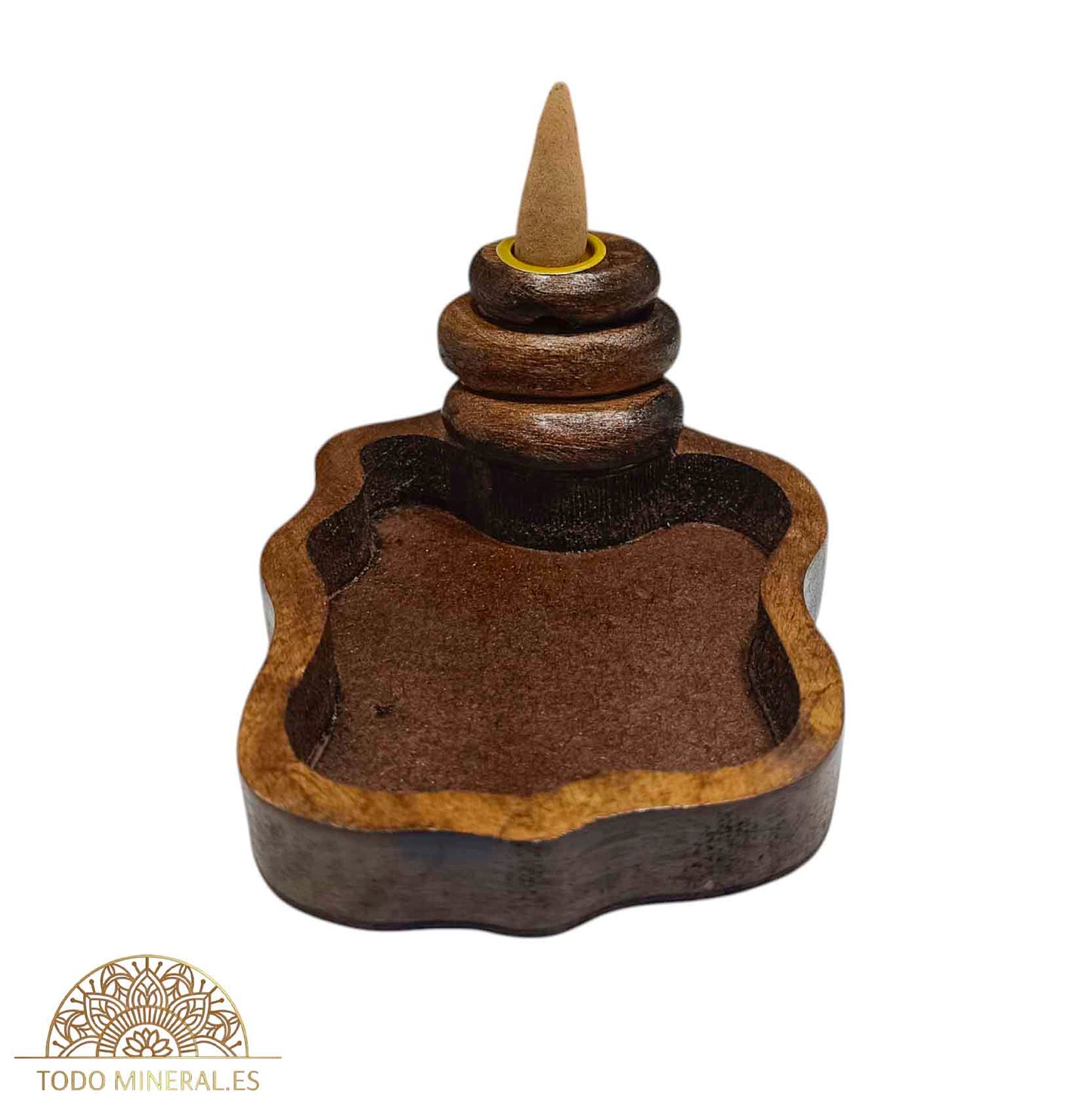 Porta Incienso Artesanal Tallado En Madera 13 Cms Aprox Cascada Para Inciensos Cono Reflujo (Conos Incluido) C8961 PORTA INCIENSOS