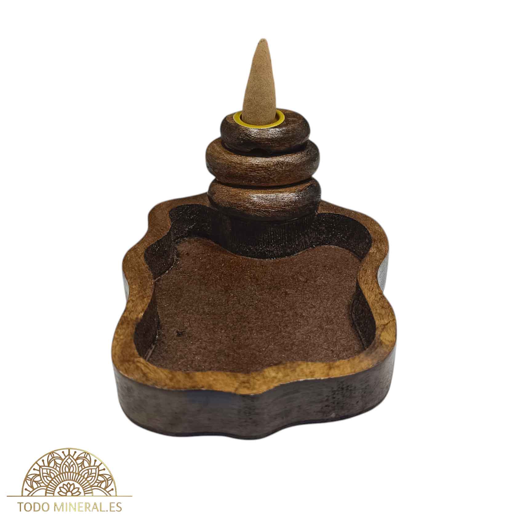 Porta Incienso Artesanal Tallado En Madera 13 Cms Aprox Cascada Para Inciensos Cono Reflujo (Conos Incluido) C8961 PORTA INCIENSOS